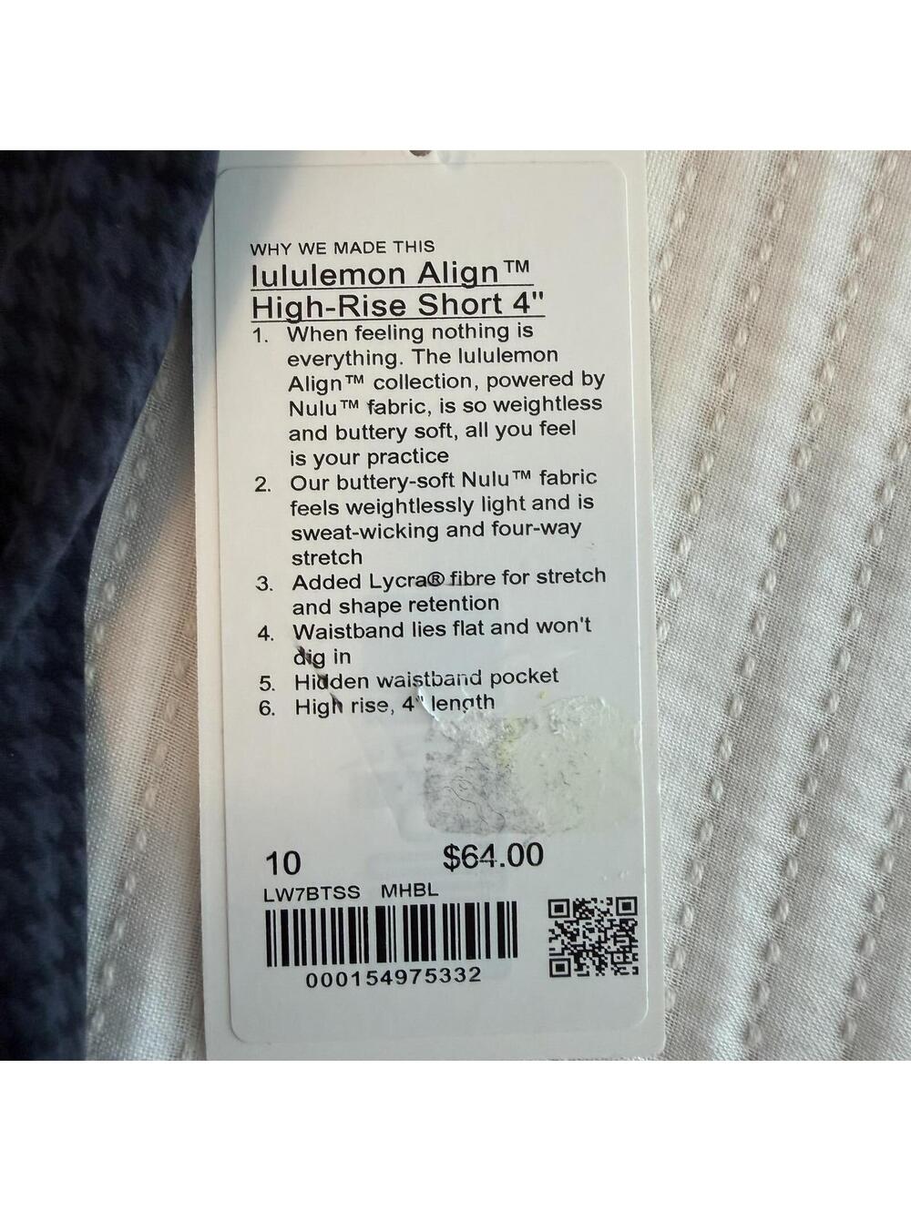 NWT Lululemon Align High-Rise Short 4" Micro Houndstooth Blue Multi Sz 10 - Picture 5 of 6